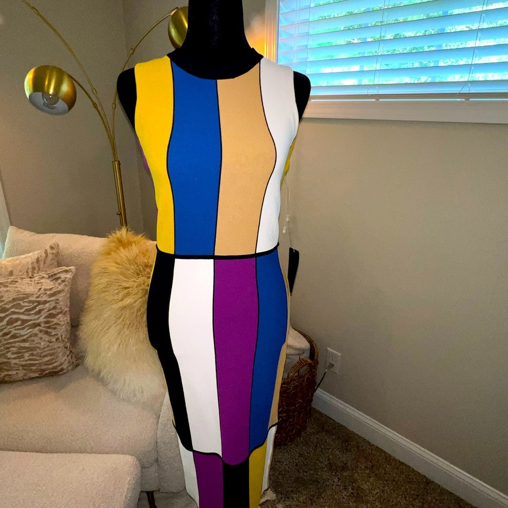 Colorblock Sleeveless Sheath Dress - Multicolor